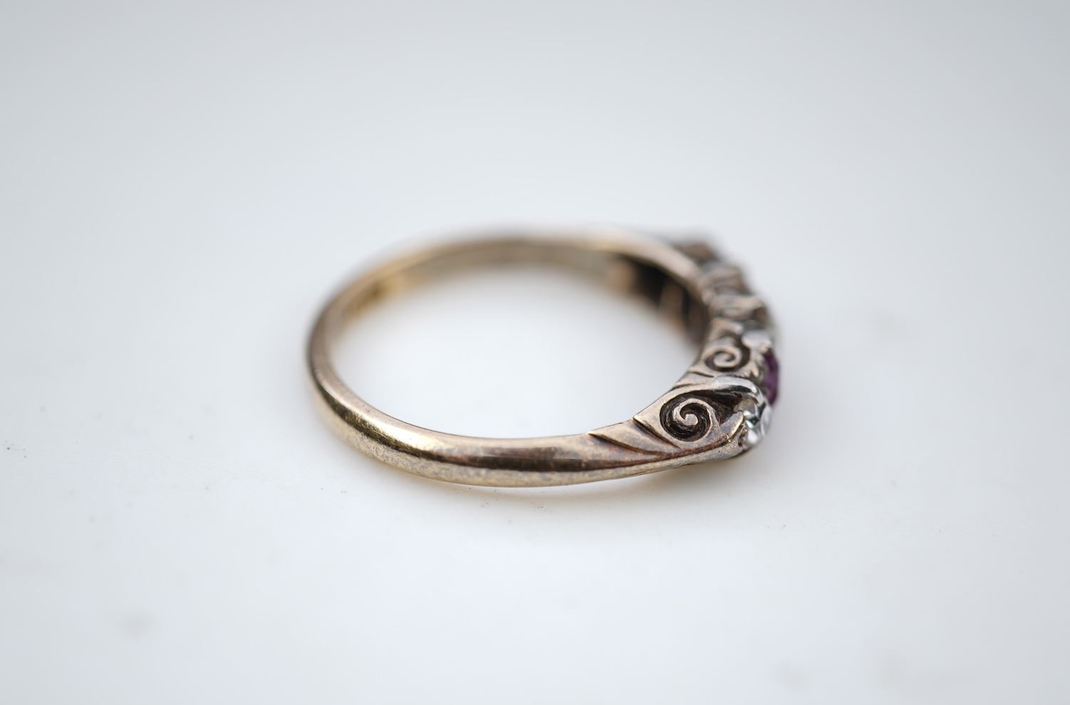 A pink sapphire and diamond ring, early 20th century
